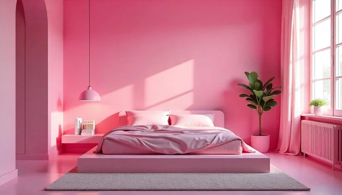 Light pink bedroom furniture with subtle accents for a minimalist design