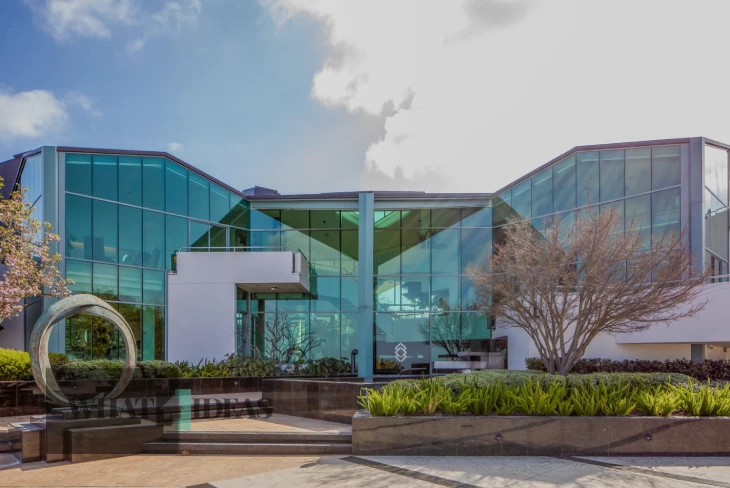 A stunning view of Pharrell Williams House's $30M Miami mansion showcasing its modern design and waterfront location.